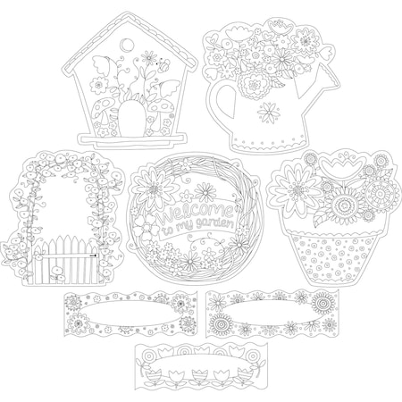 Barker Creek Color Me! In My Garden Double-Sided Accents, Multi-Design Set, 36/Set 2212